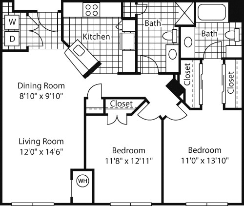 2 beds, 2 baths, 1,091 sqft, $2,203, Unit 1020