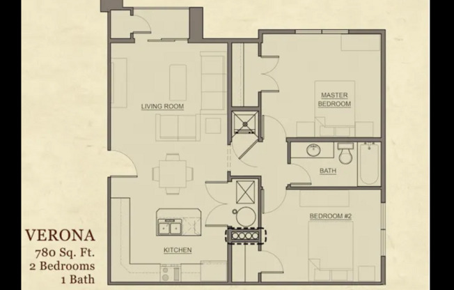 2 beds, 1 bath, 780 sqft, $1,315