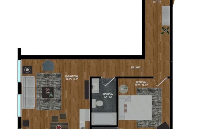 1 bed, 1 bath, 400 sqft, $1,250, Unit Bowtie High-211