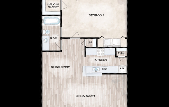 1 bed, 1 bath, 684 sqft, $865