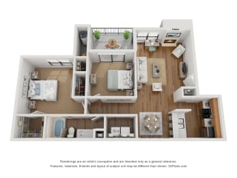 2 beds, 1 bath, $1,366