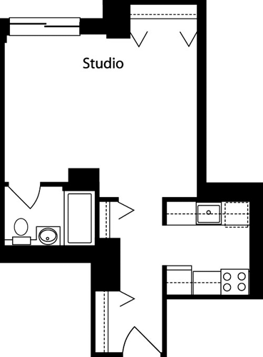 Studio, 1 bath, 448 sqft, $3,628, Unit 5A