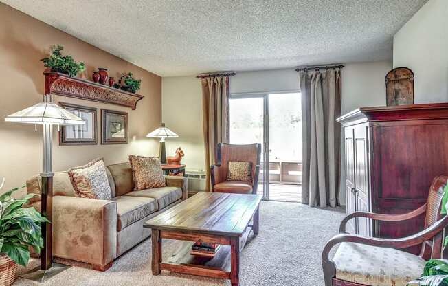 Spacious Living Room With Private Balcony at The Seasons Apartments, San Ramon, California