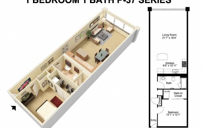 1 bed, 1 bath, 1,495 sqft, $1,637