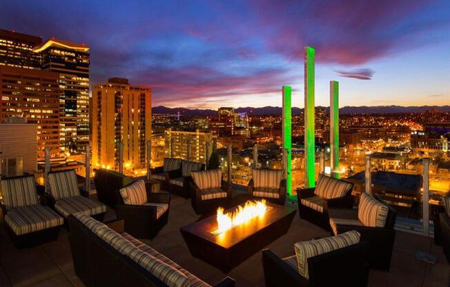 Rooftop Lounge With Fireplace at 2020 Lawrence, DENVER, Colorado