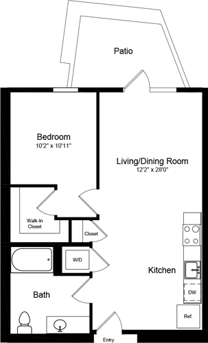 1 bed, 1 bath, 686 sqft, $3,744, Unit 244
