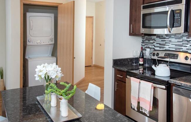 two bedroom kitchen with in-unit laundry