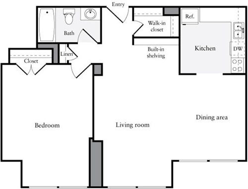 1 bed, 1 bath, 752 sqft, $2,630, Unit 0211