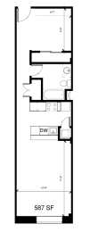 Studio, 1 bath, 477 sqft, $1,390