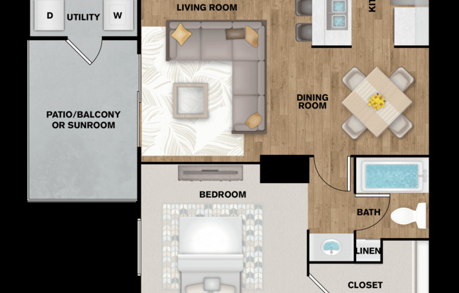 1 bed, 1 bath, 682 sqft, $1,097