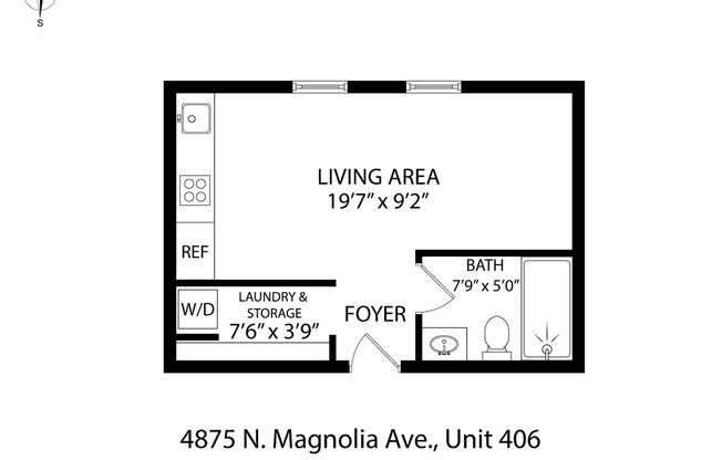 Studio, 1 bath, 242 sqft, $1,475, Unit 406