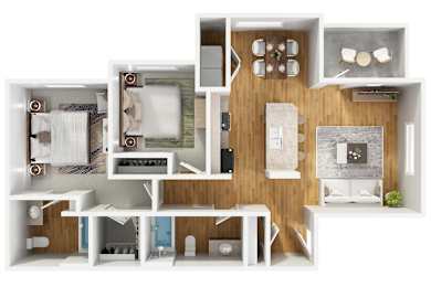 2 beds, 2 baths, 968 sqft, $1,850