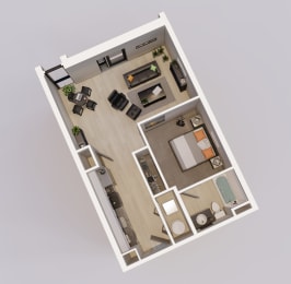 Studio, 1 bath, 632 sqft, $1,250