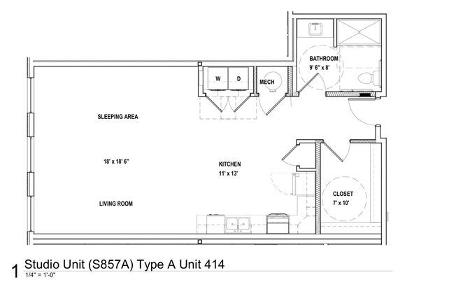 Studio, 1 bath, 660 sqft, $1,395, Unit 522 - S857 ADA Unit