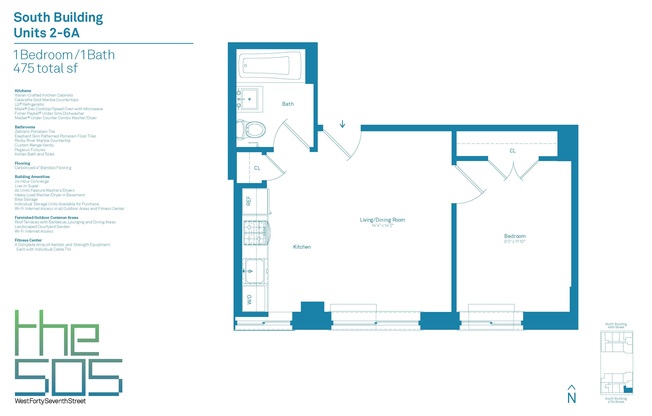 1 bed, 1 bath, 475 sqft, $4,250, Unit 4AS