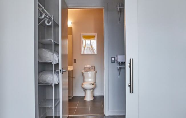 Bathroom and a walk in closet at Sono Central Residential, Norwalk, CT