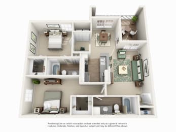 2 beds, 2 baths, 1,040 sqft, $1,214