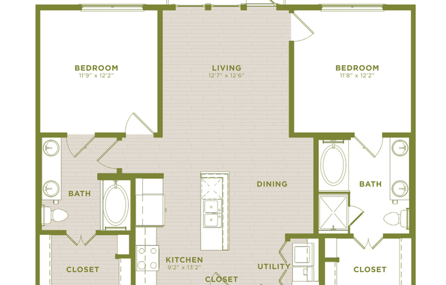 2 beds, 2 baths, 1,122 sqft, $2,054