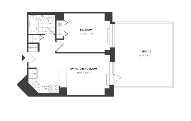 1 bed, 1 bath, 573 sqft, $5,843, Unit 7E