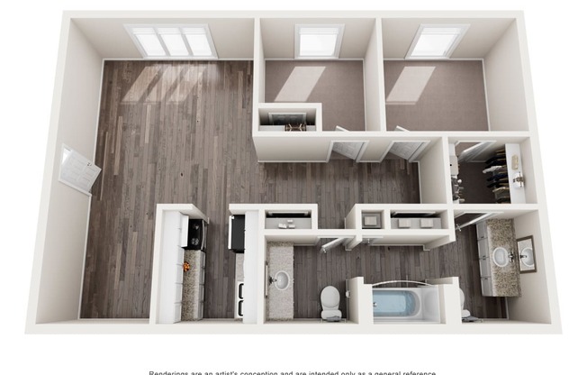 figured floor plan of 1 bedroom with bathroom and living room