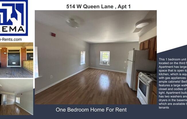 514 W Queen Lane 3RD floor  ONLY with PHA voucher 19144