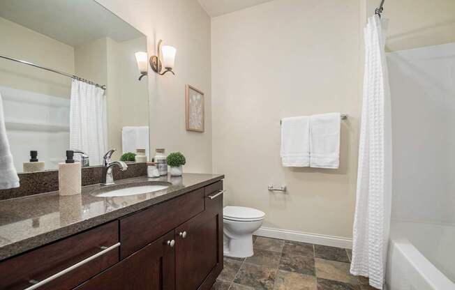 A bathroom with a toilet, sink, and a shower curtain.