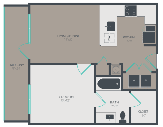 1 bed, 1 bath, 637 sqft, $1,479