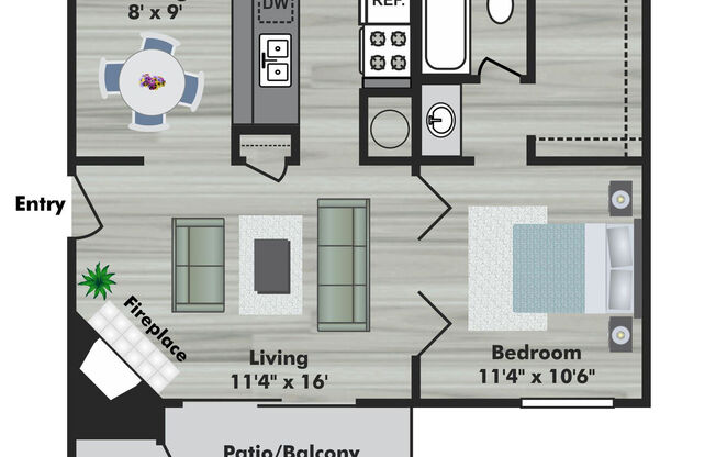 1 bed, 1 bath, 600 sqft, $1,334