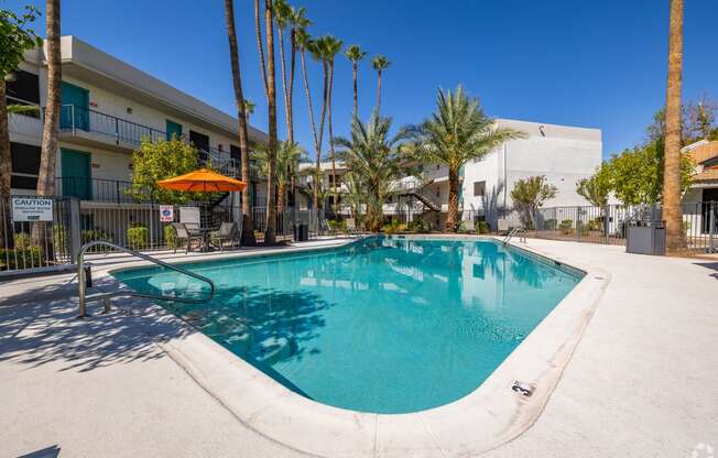 the swimming pool at our apartments in palm springs