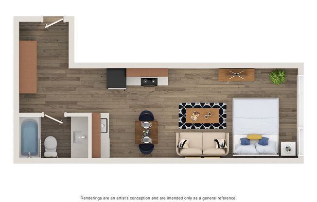 Studio, 1 bath, 565 sqft, $1,295, Unit 365