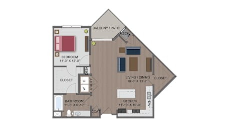 1 bed, 1 bath, 895 sqft, $1,955