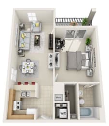 1 bed, 1 bath, 748 sqft, $1,465