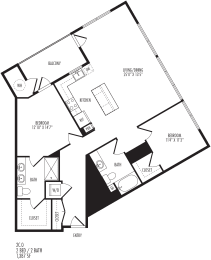 2 beds, 2 baths, 1,387 sqft, $2,800