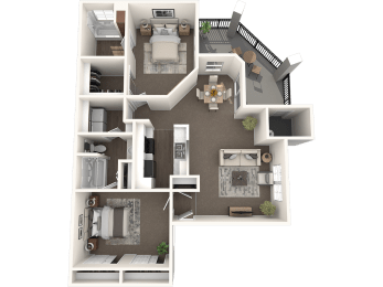 2 beds, 2 baths, 1,064 sqft, $1,697