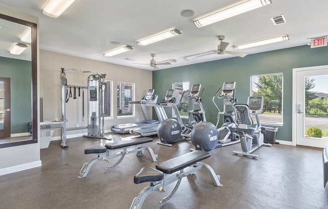 24-hour fitness studio at Villas at Bailey Ranch Apartments, Owasso