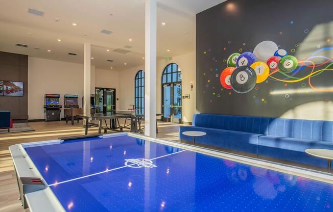 a room with a pool table