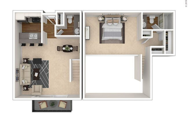 1 bed, 1.5 baths, 890 sqft, $2,411