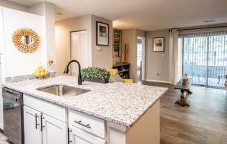 Modern Kitchen overlooking Living Room at Grove Point, Norcross, Georgia