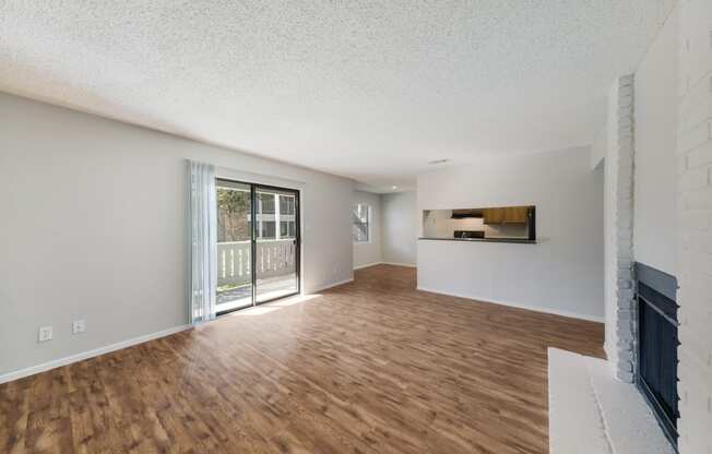 living room with sliding doors