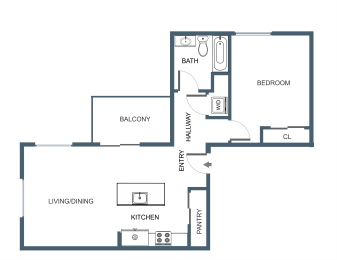 1 bed, 1 bath, 710 sqft, $2,334