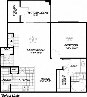 1 bed, 1 bath, 692 sqft, $1,377