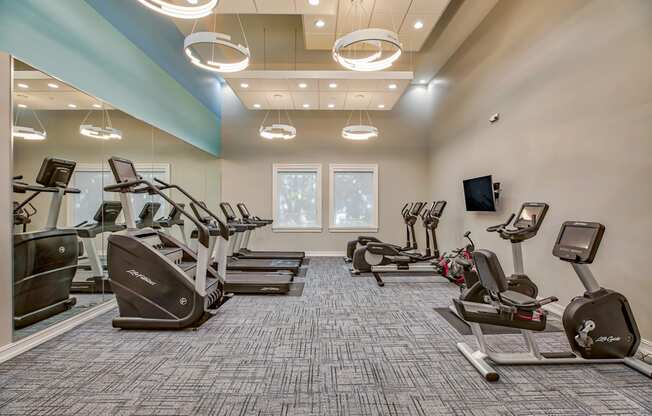 Gym equipment in the community fitness center