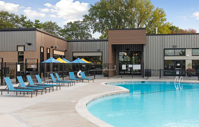 Poolside view from Villages on McKnight Apartments in St Paul