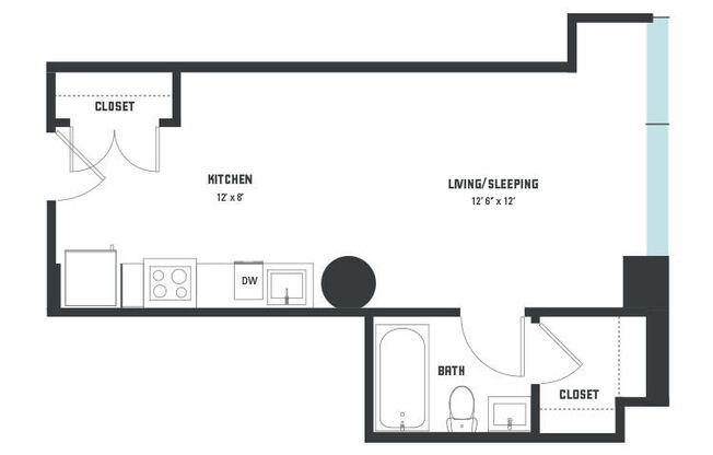 Studio, 1 bath, 404 sqft, $1,044