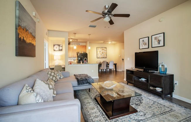 a living room with a couch and a coffee table