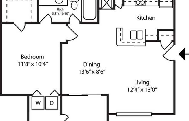 1 bed, 1 bath, $1,091