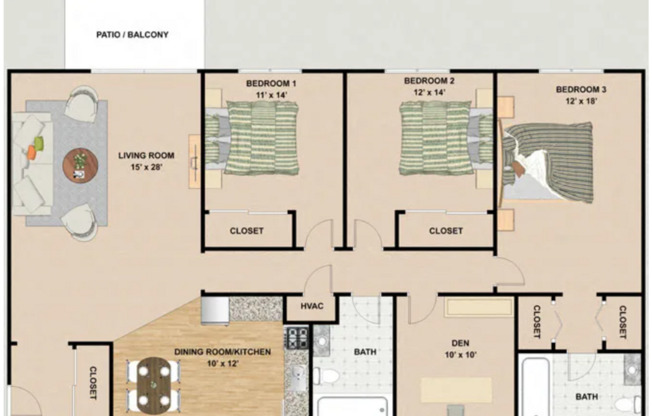 3 beds, 2 baths, 1,465 sqft, $2,005, Unit 215102