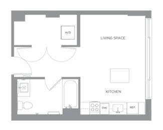 Studio, 1 bath, 498 sqft, $1,595