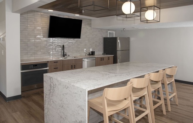 Large Kitchen Island and Television