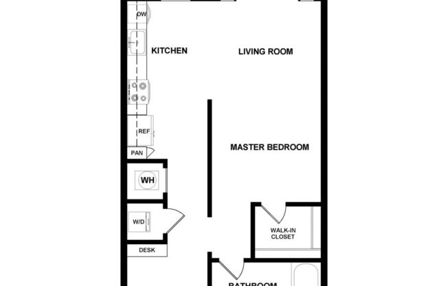 Studio, 1 bath, 602 sqft, $1,193